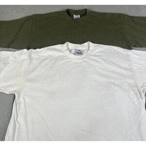 VTG Lot of 2 Pro Club T Shirts Men 2XL White Green Crewneck Blank USA Streetwear